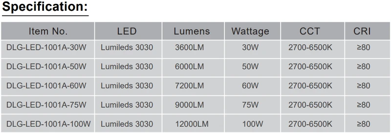DLG-LED-1001A SPEC DLG-LED-1001A SPEC